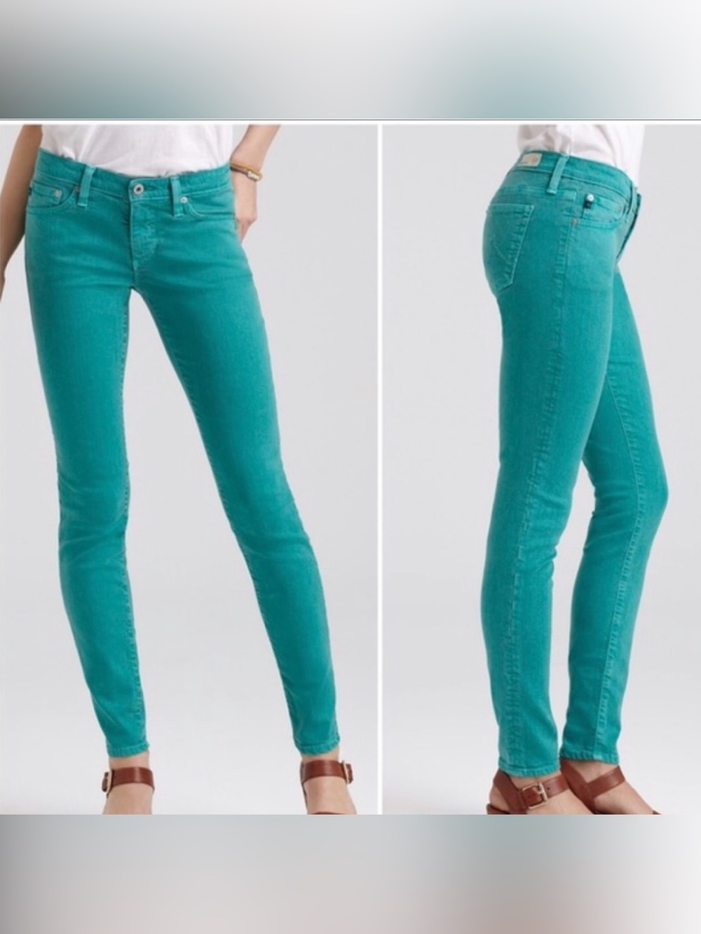 AG the stilt crop Cigarette Crop in Turquoise
